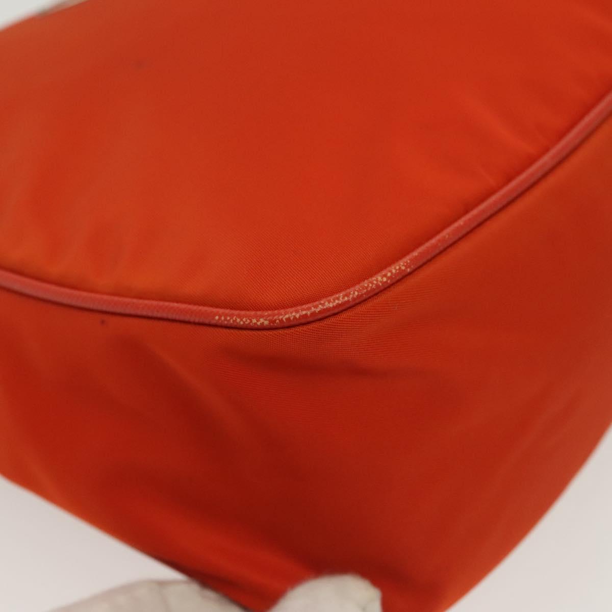 PRADA Shoulder Bag Nylon Orange Silver Auth 139153