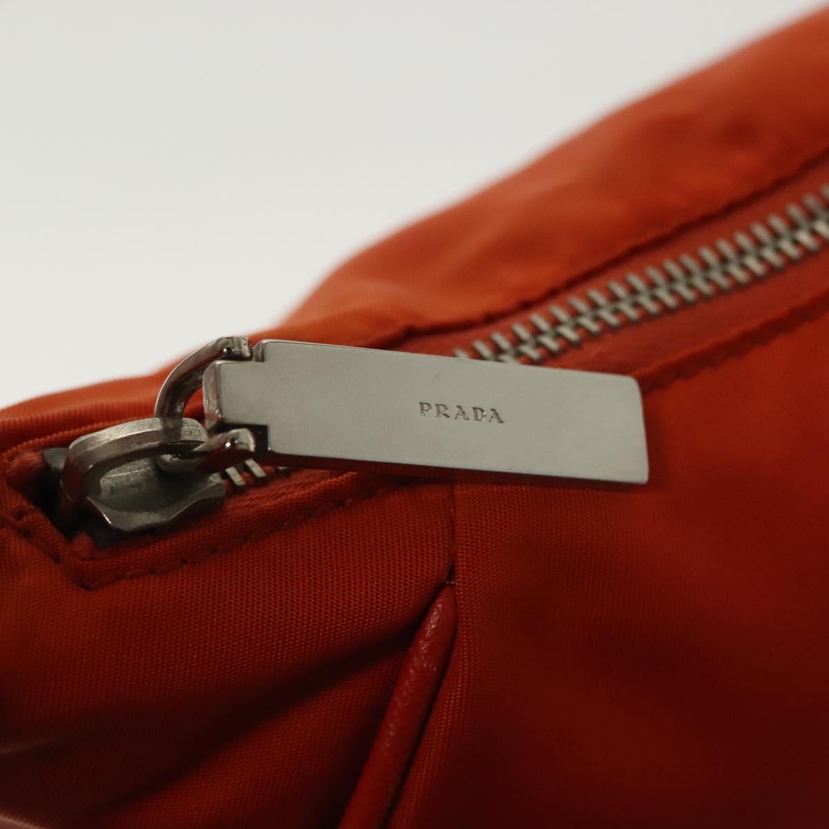 PRADA Shoulder Bag Nylon Orange Silver Auth 139153