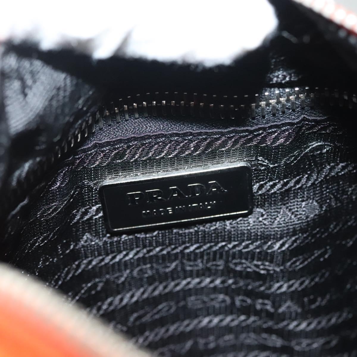 PRADA Shoulder Bag Nylon Orange Silver Auth 139153