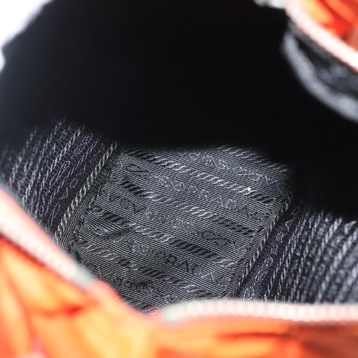 PRADA Shoulder Bag Nylon Orange Silver Auth 139153