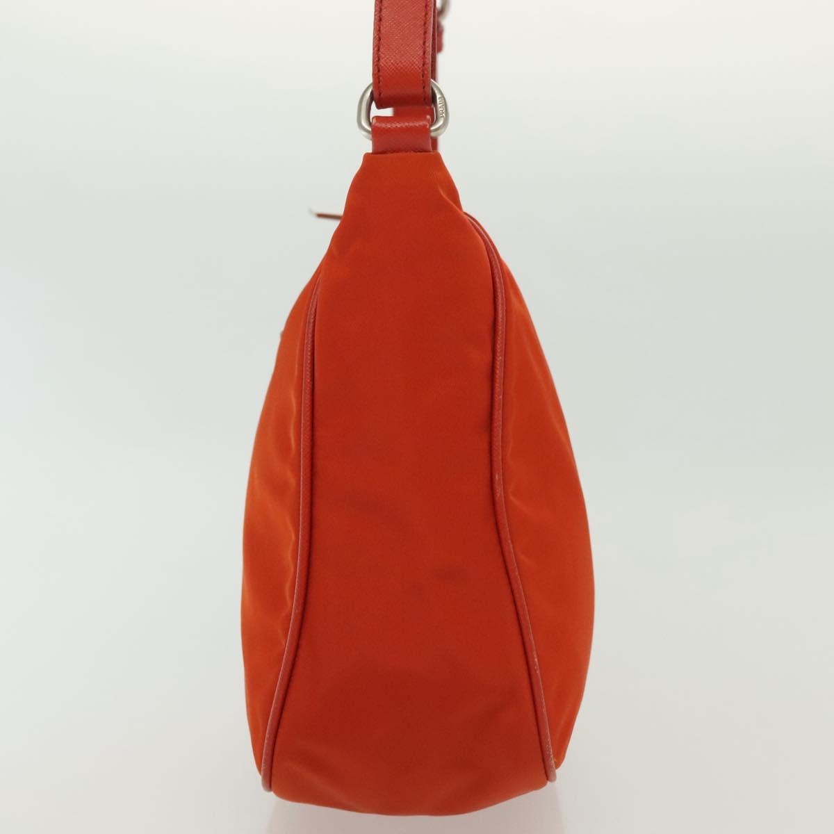 PRADA Shoulder Bag Nylon Orange Silver Auth 139153