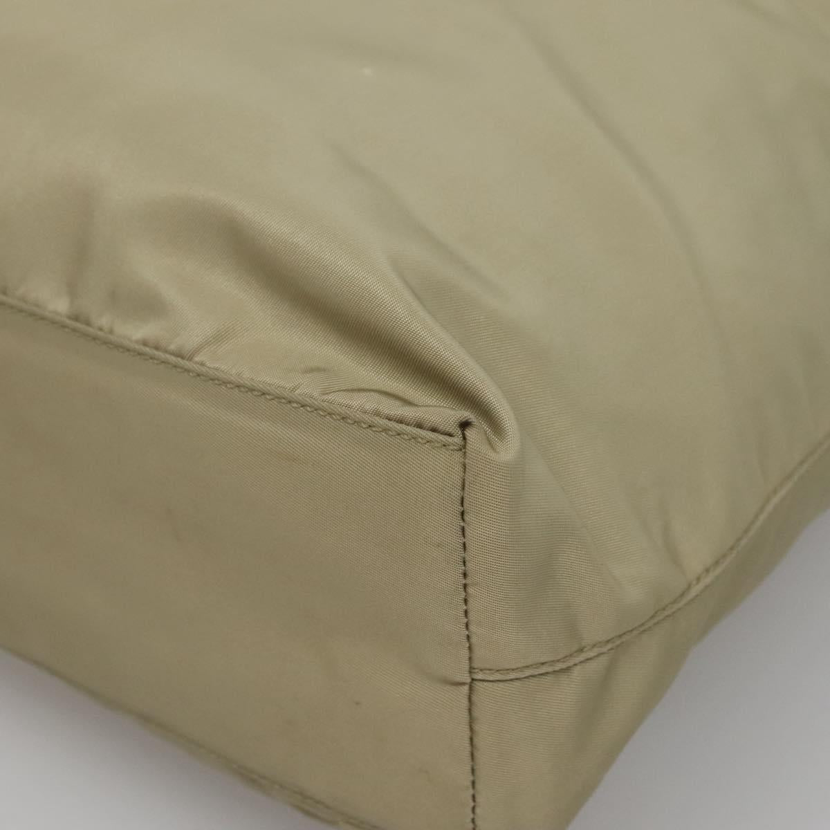 PRADA Hand Bag Nylon Beige Auth 139154