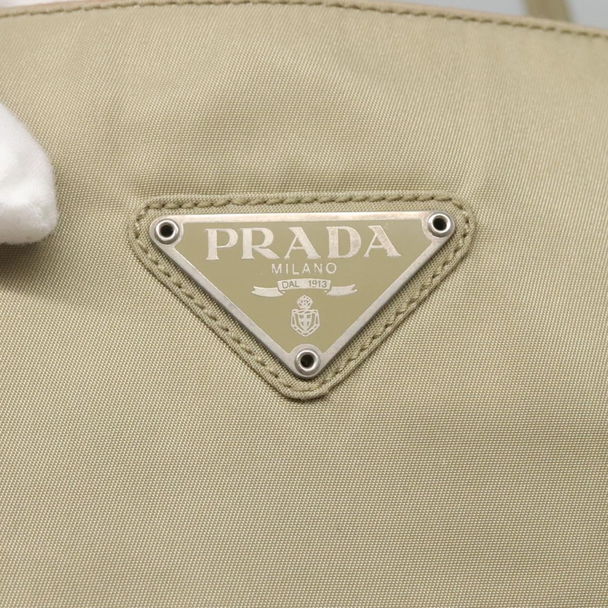 PRADA Hand Bag Nylon Beige Auth 139154