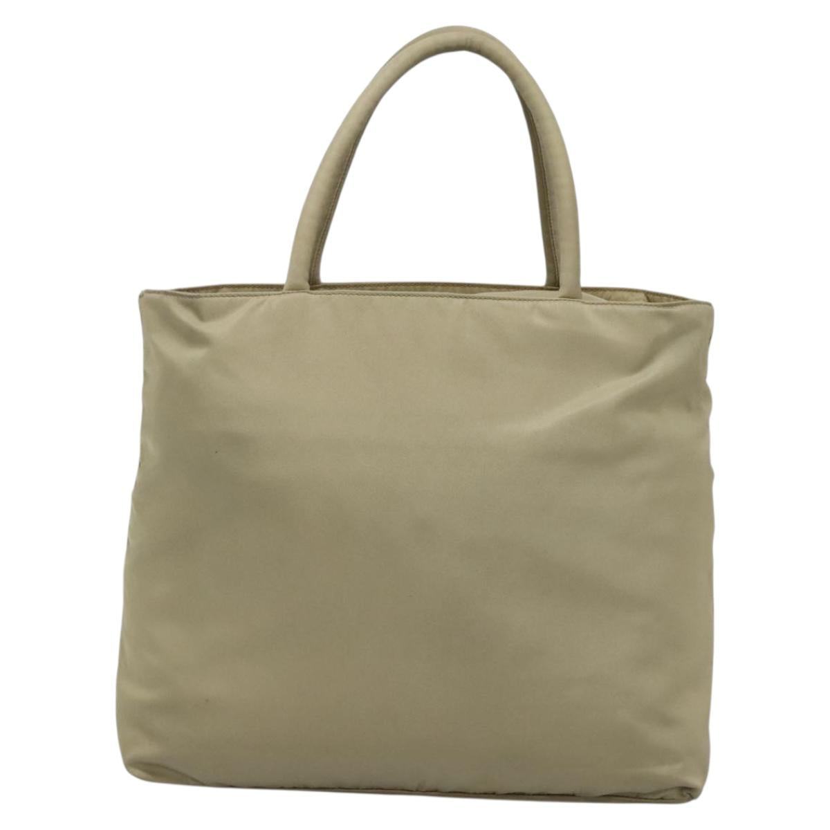 PRADA Hand Bag Nylon Beige Auth 139154