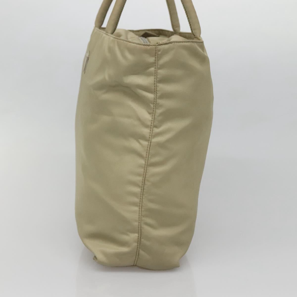 PRADA Hand Bag Nylon Beige Auth 139154
