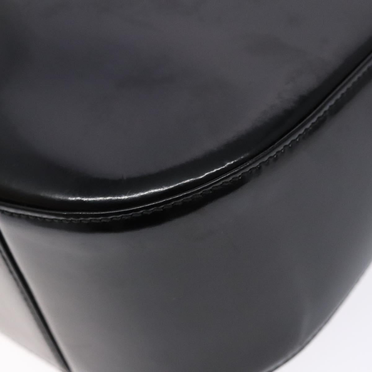 GUCCI Interlocking Shoulder Bag Enamel Black Silver 007 2113 0250 Auth 139156