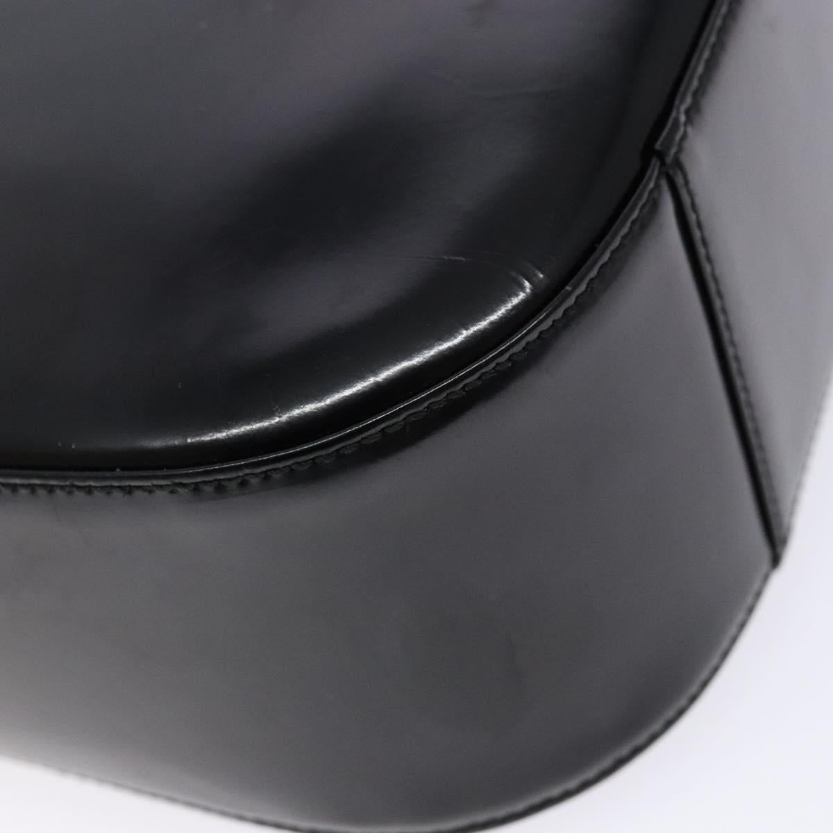 GUCCI Interlocking Shoulder Bag Enamel Black Silver 007 2113 0250 Auth 139156