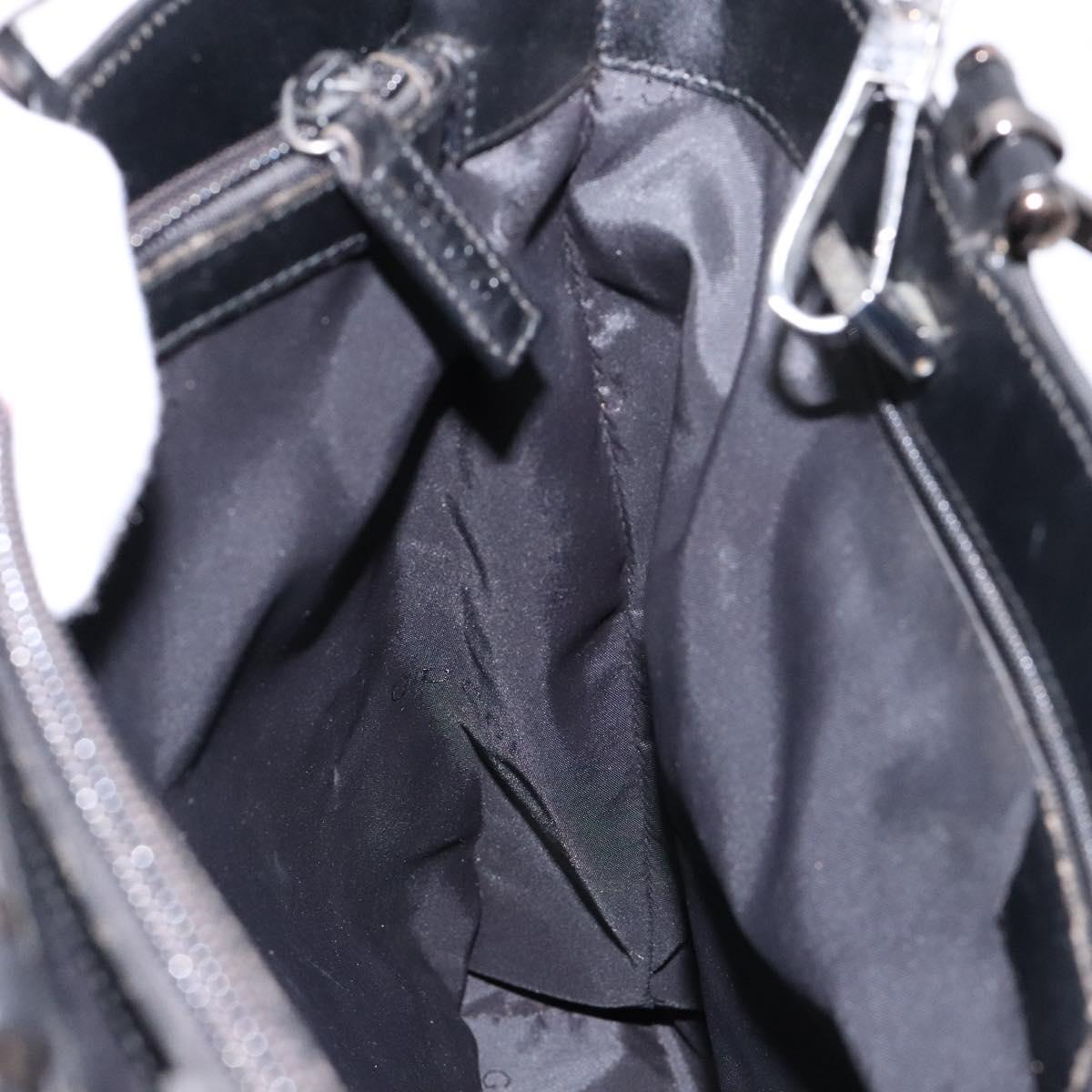GUCCI Hand Bag Nylon 2way Black Silver 002 1028 2684 Auth 139157