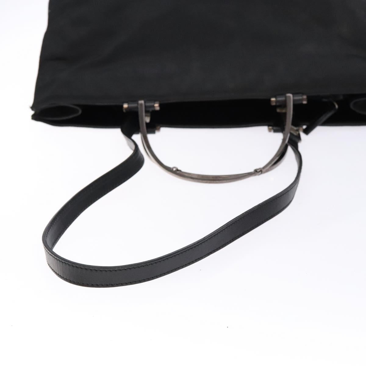 GUCCI Hand Bag Nylon 2way Black Silver 002 1028 2684 Auth 139157