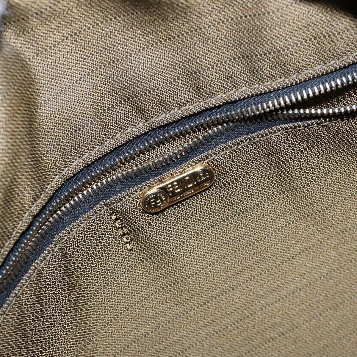 FENDI Zucca Canvas Vanity Pouch Black Brown Auth 139161