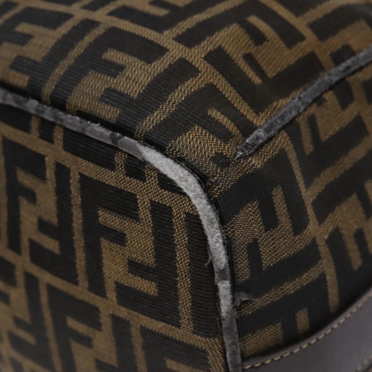 FENDI Zucca Canvas Vanity Pouch Black Brown Auth 139161