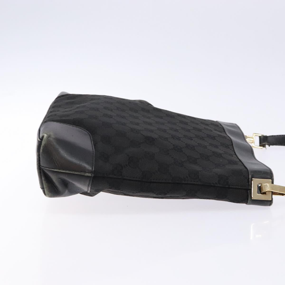GUCCI GG Canvas Shoulder Bag Black Gold 33900 Auth 139189A