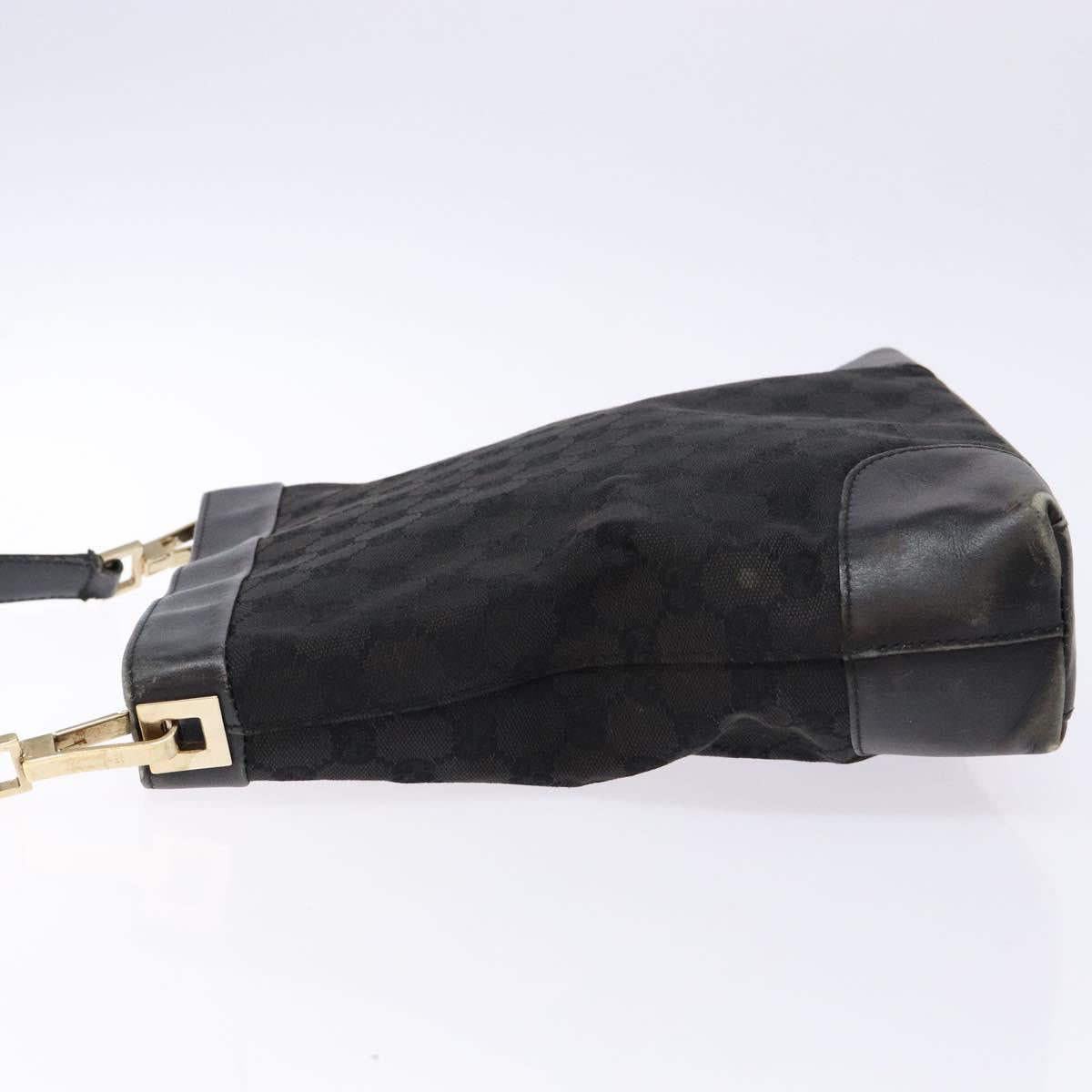 GUCCI GG Canvas Shoulder Bag Black Gold 33900 Auth 139189A