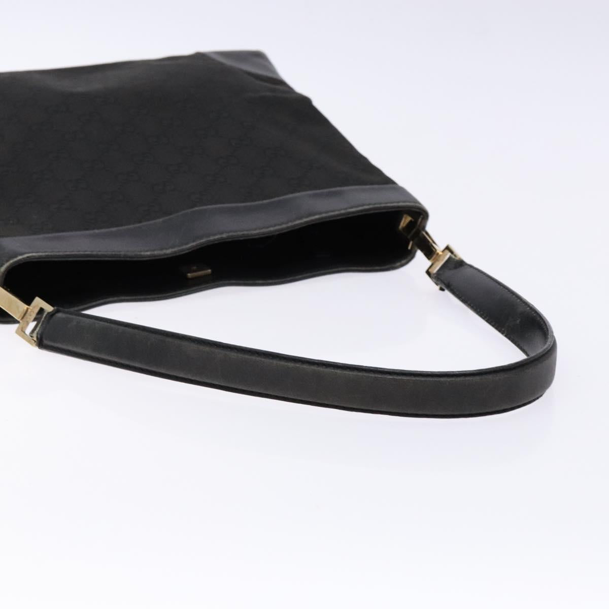 GUCCI GG Canvas Shoulder Bag Black Gold 33900 Auth 139189