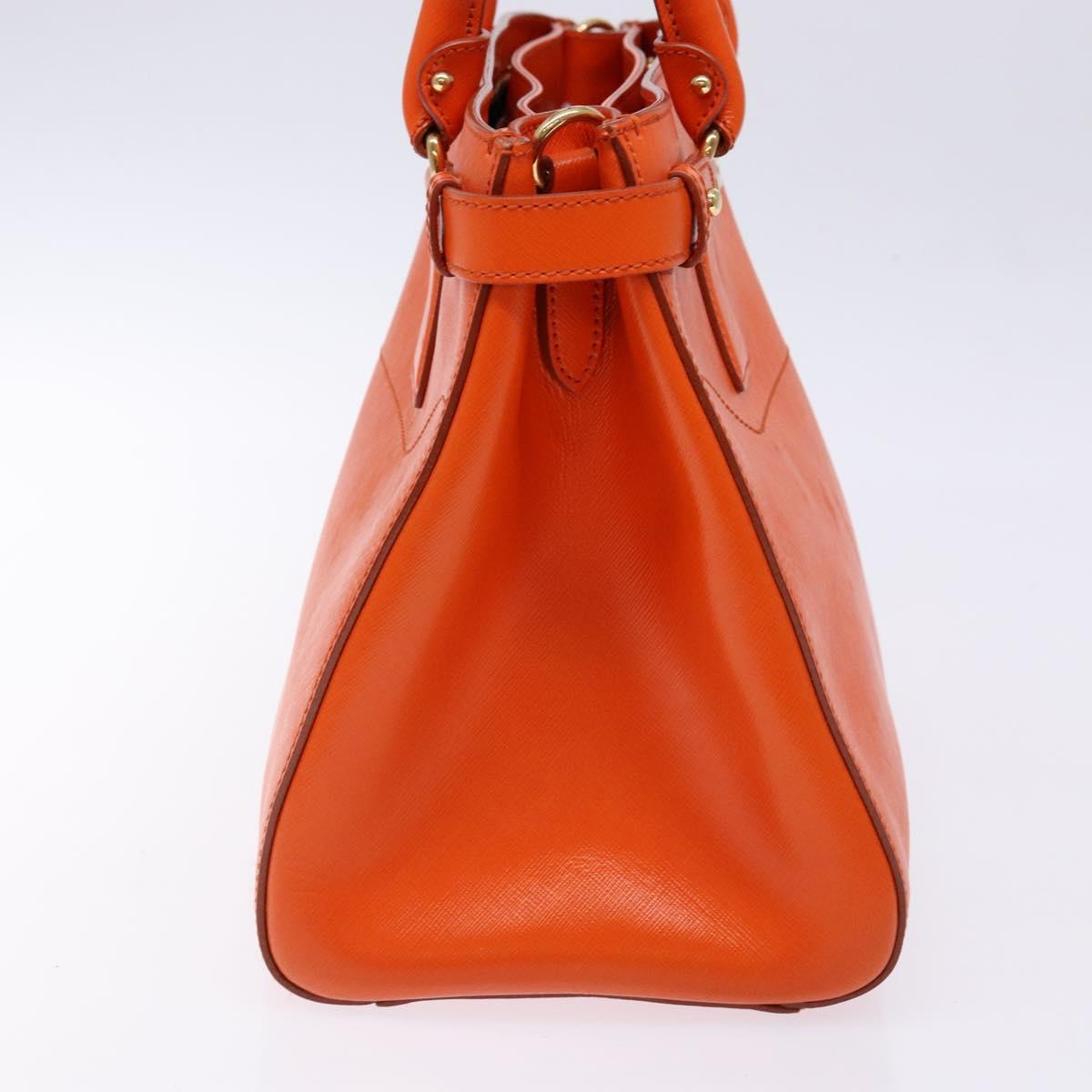 Salvatore Ferragamo Gancini Hand Bag Leather Orange Gold Auth 139190