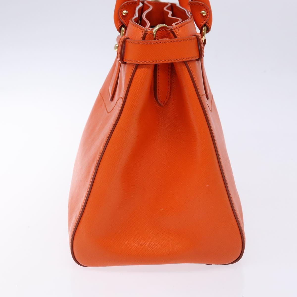 Salvatore Ferragamo Gancini Hand Bag Leather Orange Gold Auth 139190