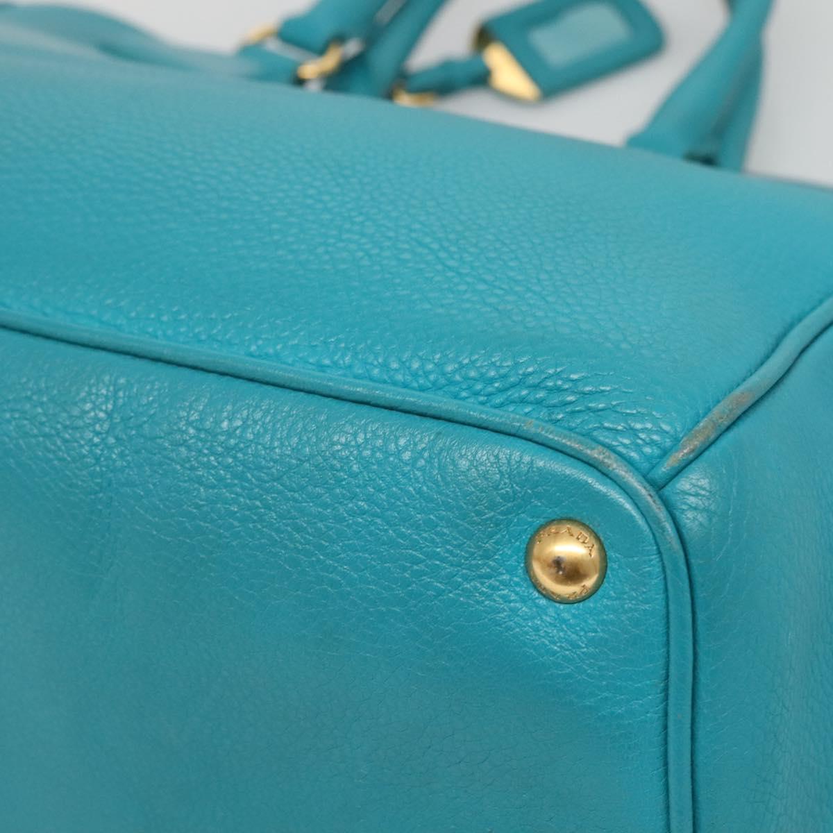 PRADA Hand Bag Leather 2way Green Gold Auth 139193