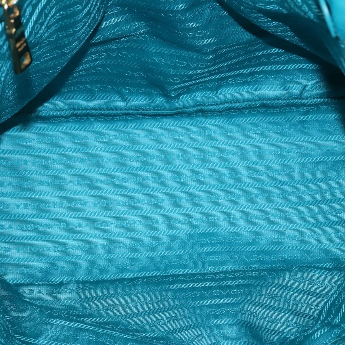 PRADA Hand Bag Leather 2way Green Gold Auth 139193
