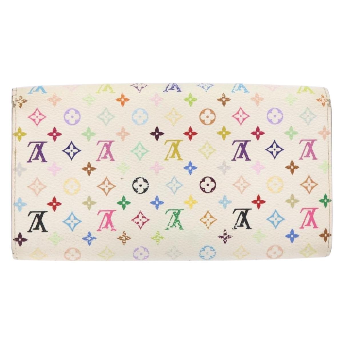 LOUIS VUITTON Multicolor Portefeuille Sarah Wallet White M93532 Auth 139202