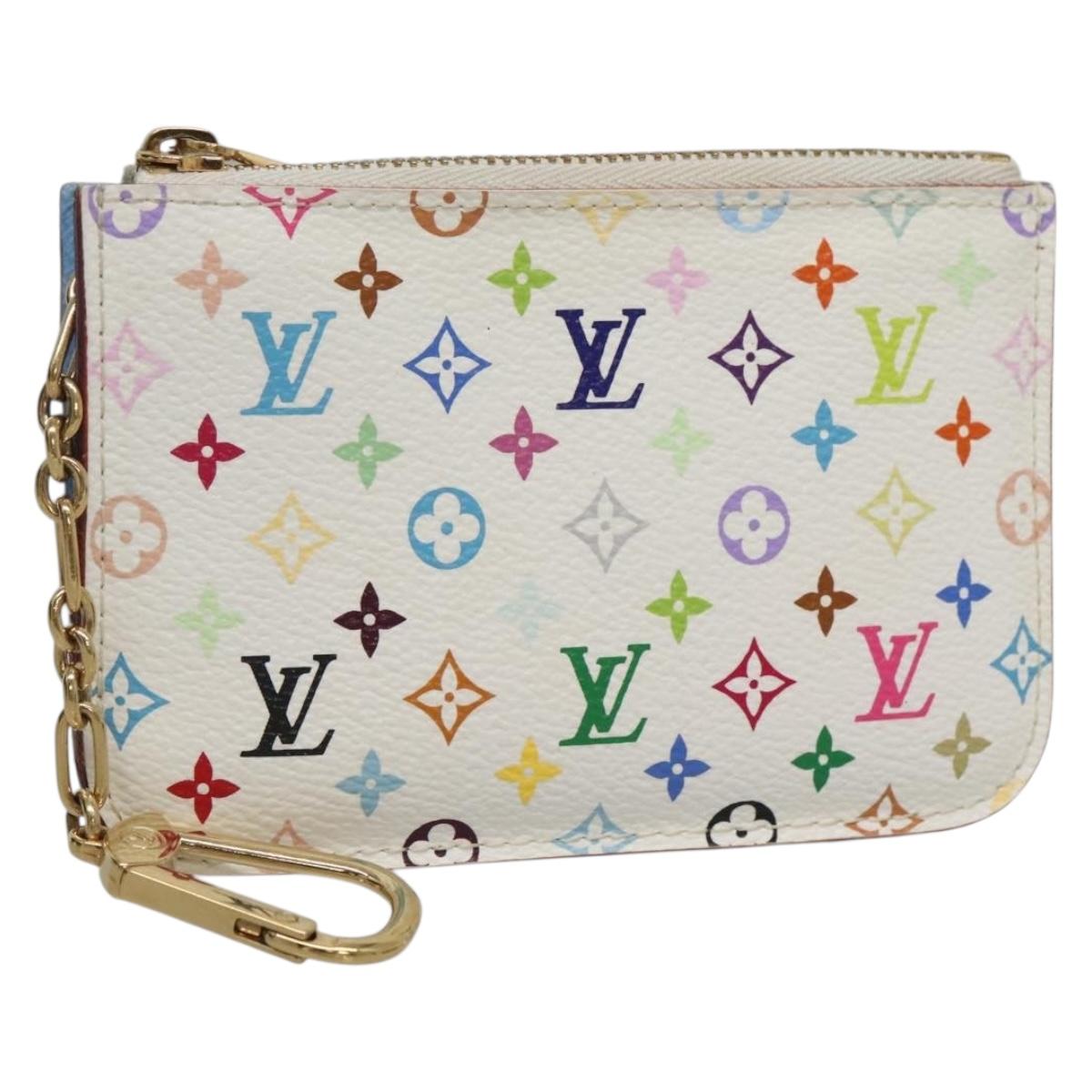 LOUISVUITTON Multicolor Pochette Cles NM Coin Purse White M93734 LV Auth 139203V