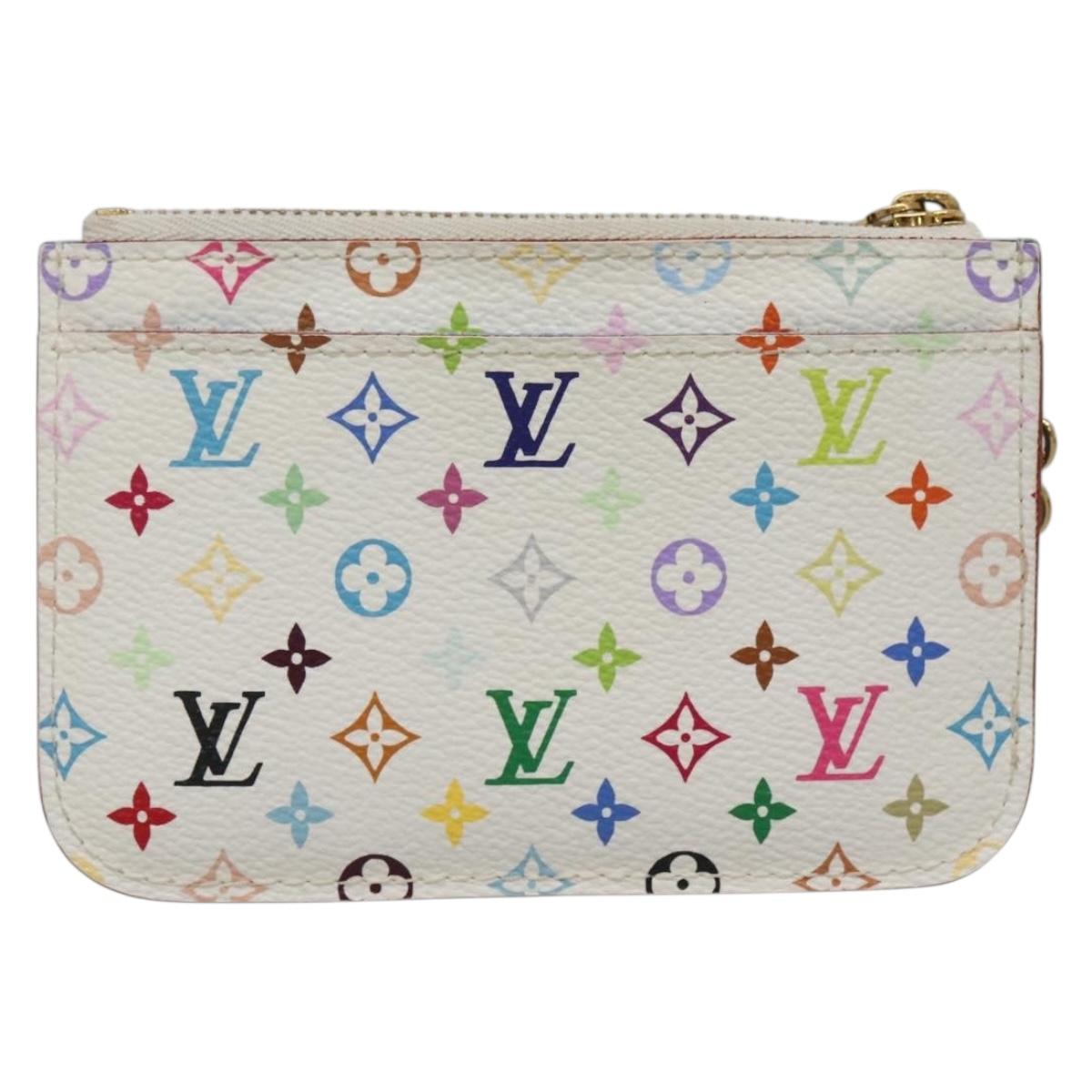 LOUISVUITTON Multicolor Pochette Cles NM Coin Purse White M93734 LV Auth 139203V