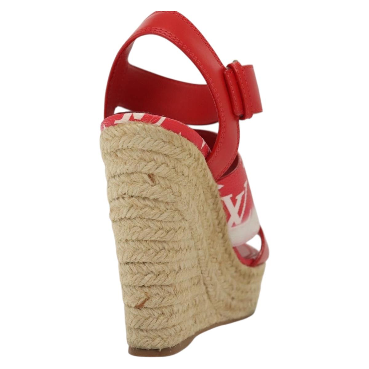 LOUIS VUITTON Monogram Escal Starboard Line Sandals Red LV Auth 139208