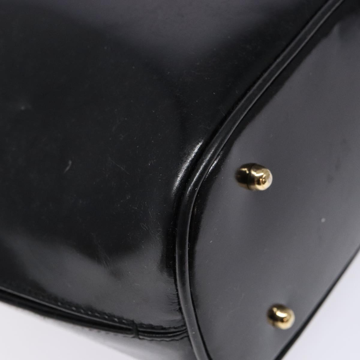 GUCCI Bamboo Hand Bag Leather Black Gold Auth 139214