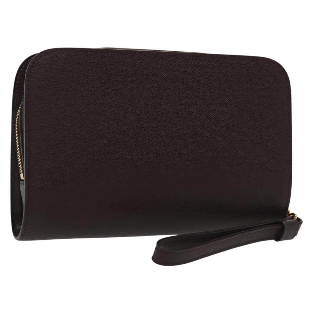 LOUIS VUITTON Taiga Baikal Clutch Bag Acajou M30186 LV Auth 139252