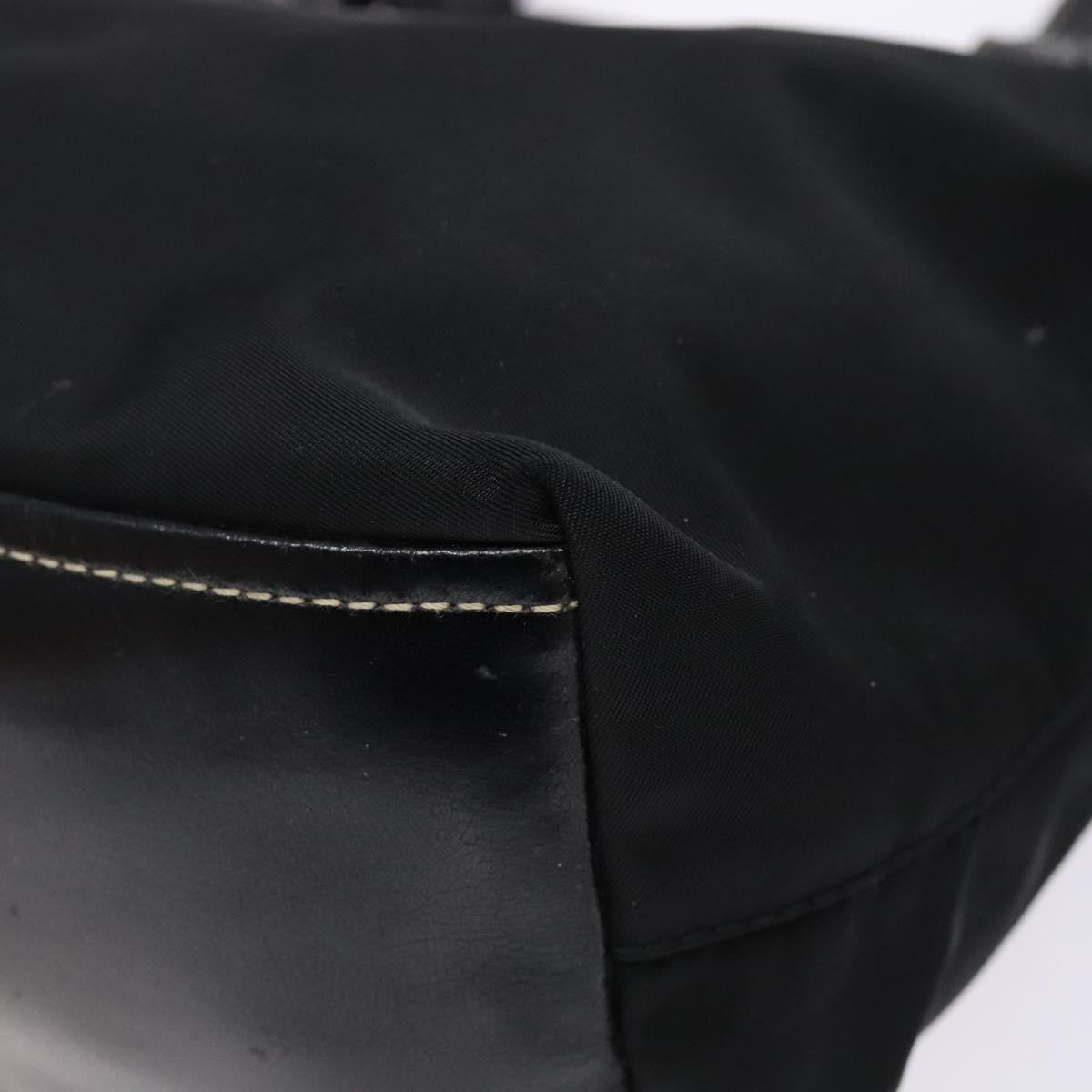 PRADA Tote Bag Nylon Black Silver Auth 139261