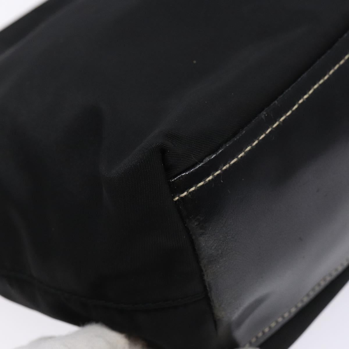 PRADA Tote Bag Nylon Black Silver Auth 139261