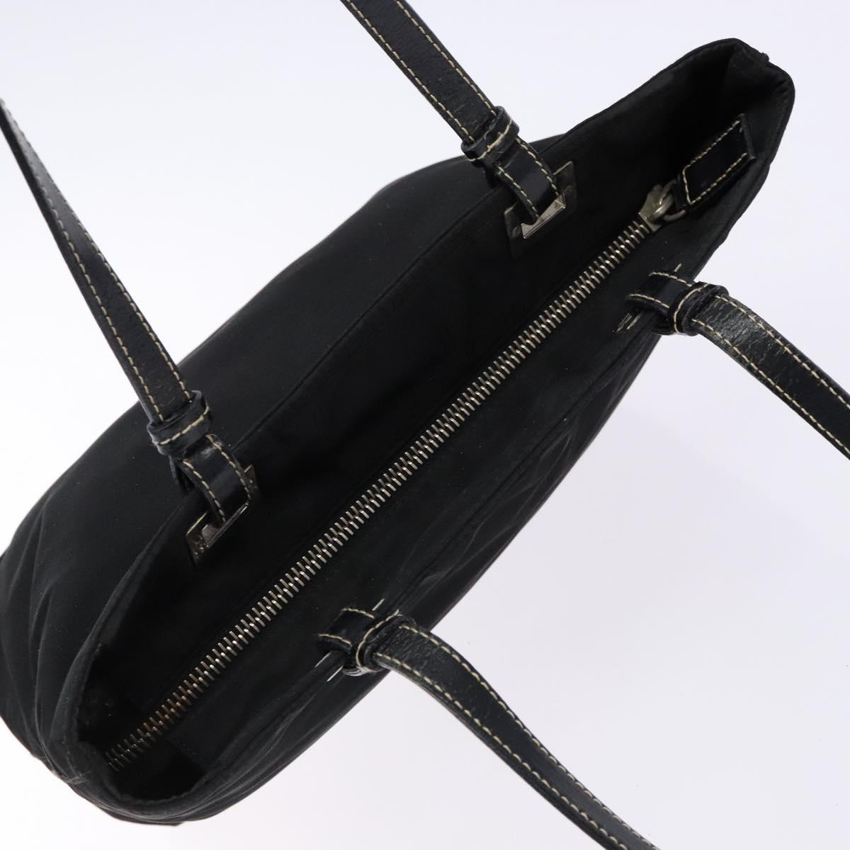 PRADA Tote Bag Nylon Black Silver Auth 139261