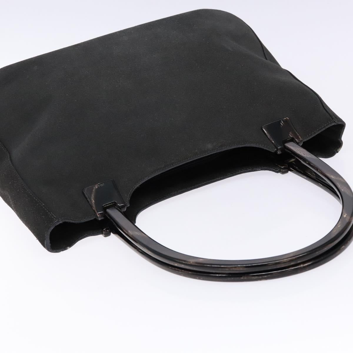 PRADA Tote Bag Suede Gray Silver Auth 139262