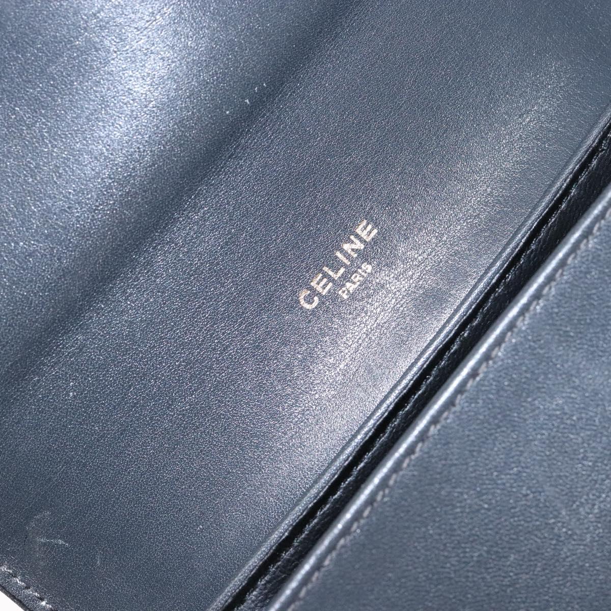 CELINE Shoulder Bag Leather Gray Gold Auth 139263