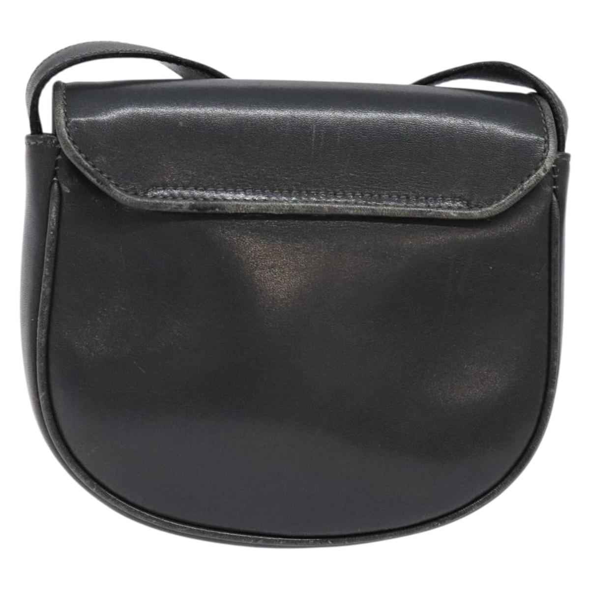 CELINE Shoulder Bag Leather Gray Gold Auth 139263