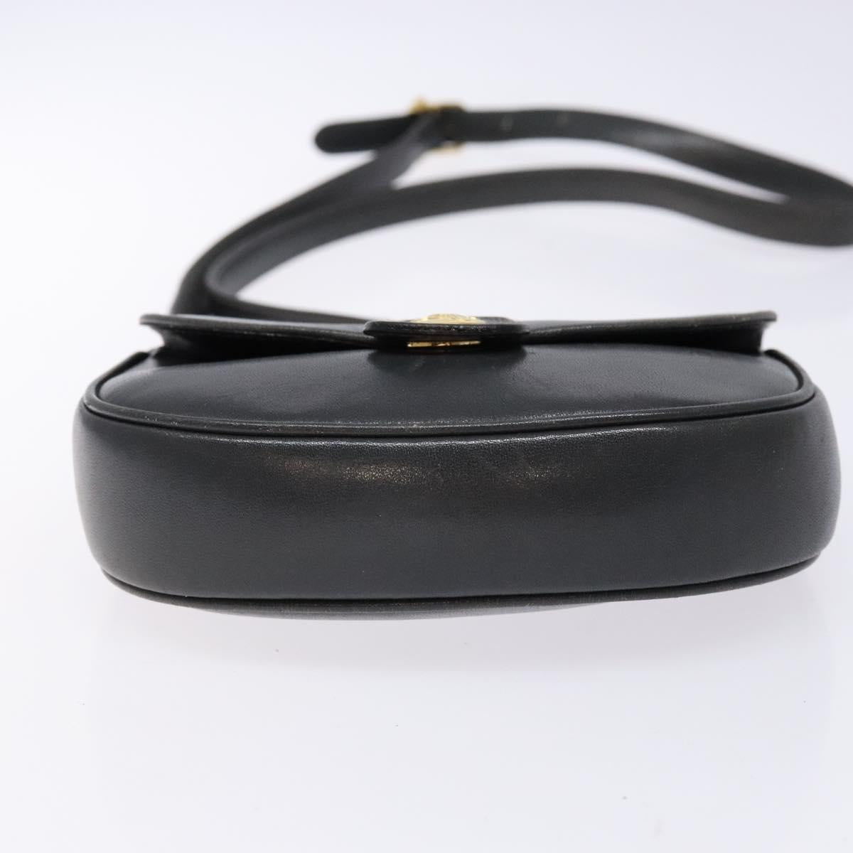 CELINE Shoulder Bag Leather Gray Gold Auth 139263