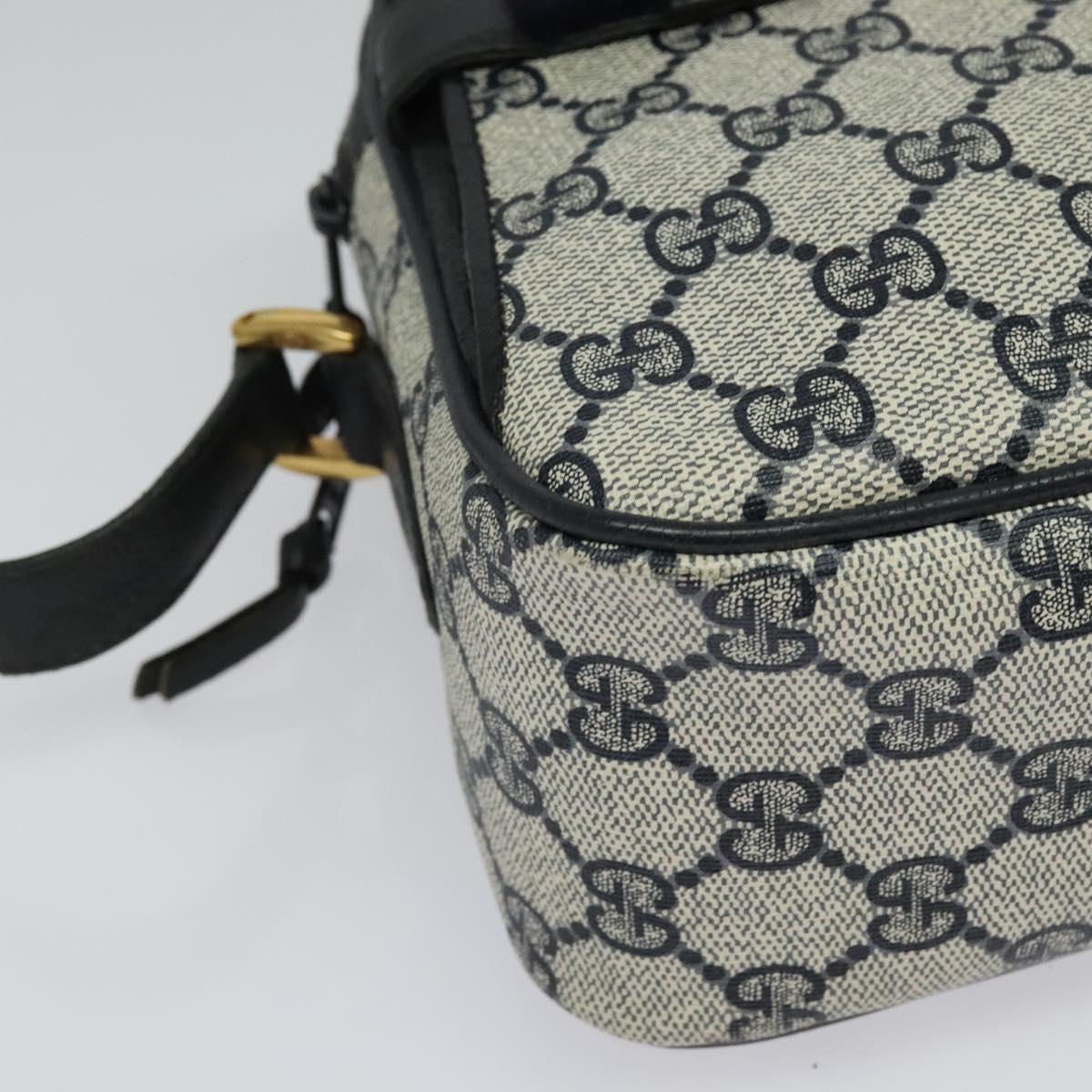 GUCCI GG Supreme Sherry Line Shoulder Bag PVC Navy Gold 904 02 049 Auth 139268
