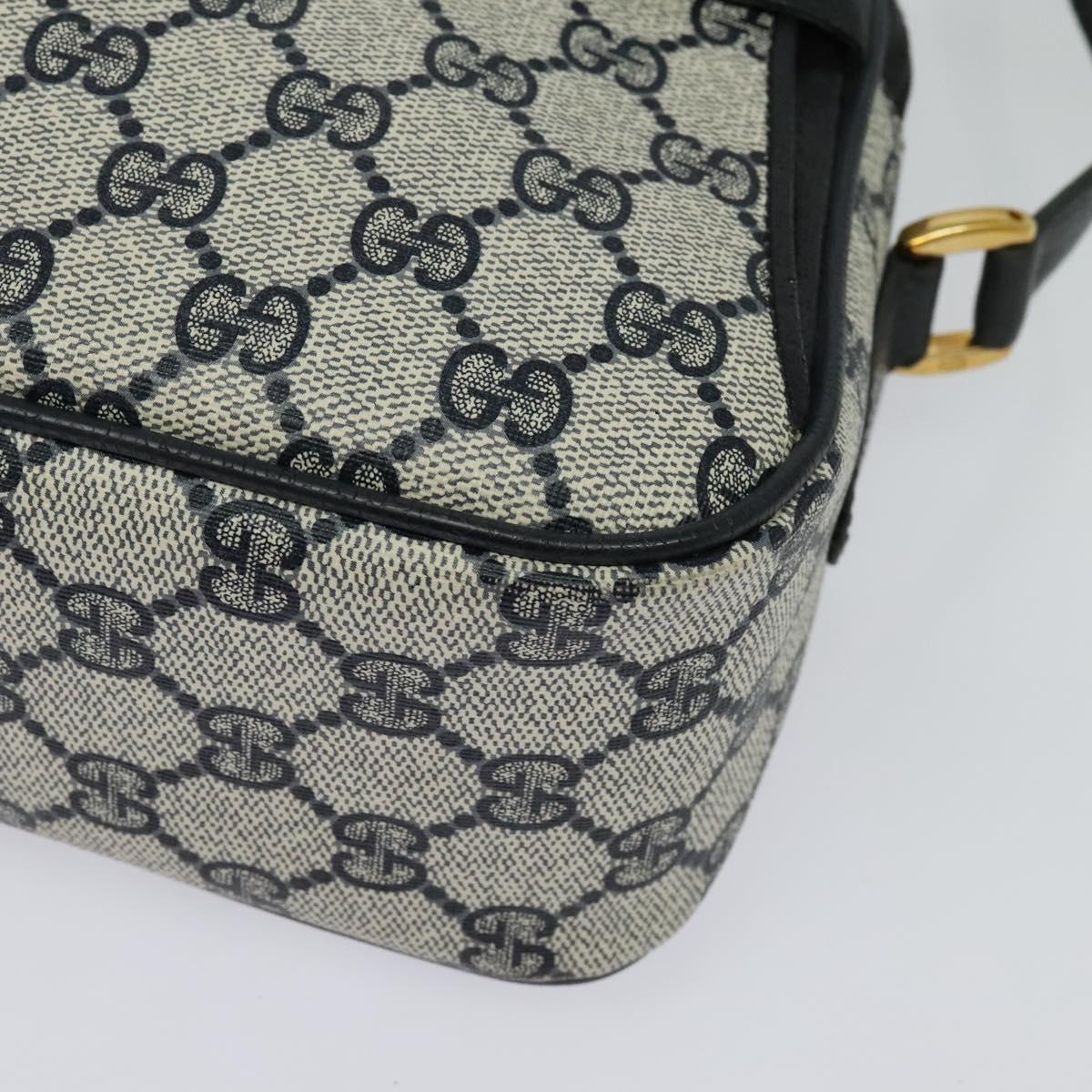 GUCCI GG Supreme Sherry Line Shoulder Bag PVC Navy Gold 904 02 049 Auth 139268