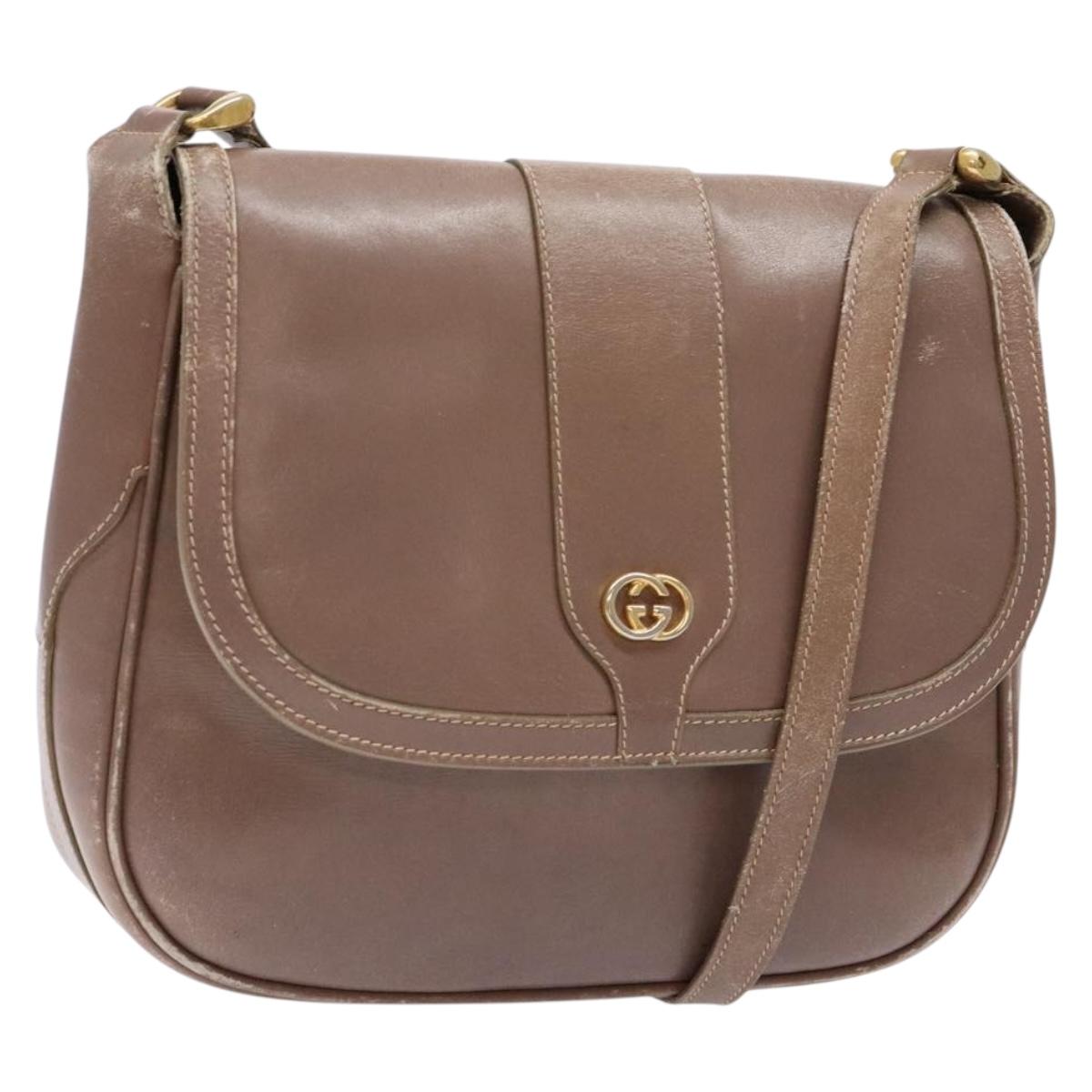 GUCCI Shoulder Bag Leather Beige Gold 001 115 4425 Auth 139269