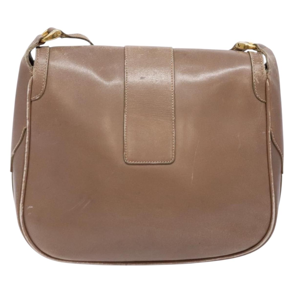 GUCCI Shoulder Bag Leather Beige Gold 001 115 4425 Auth 139269