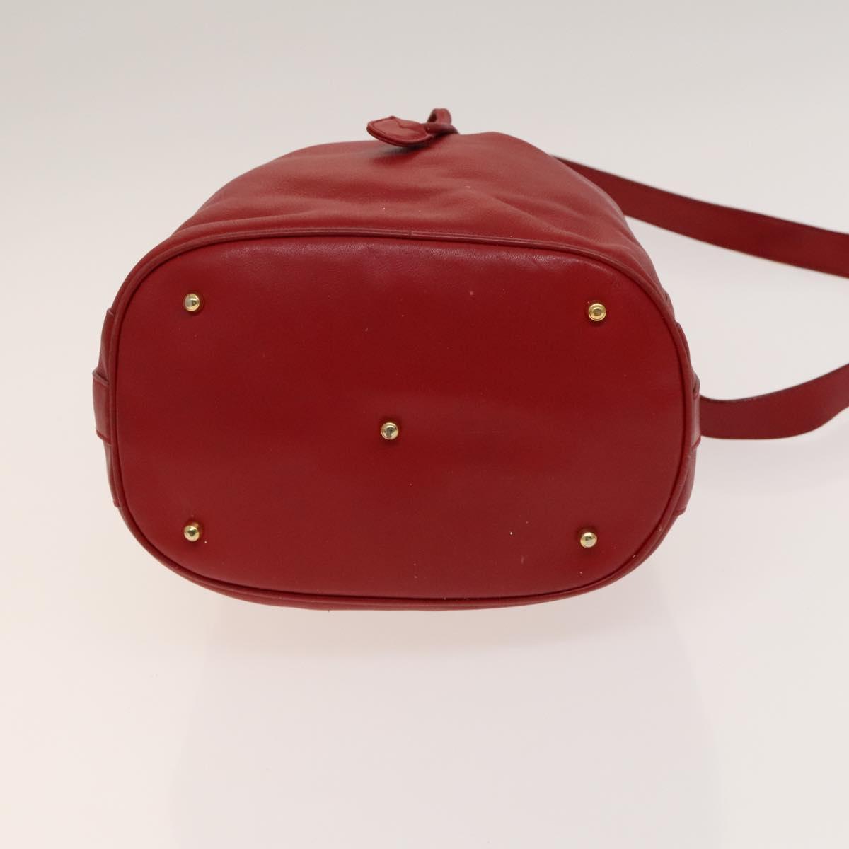 GUCCI Bamboo Hand Bag Leather 2way Red Gold 001 2040 1657 Auth 139272