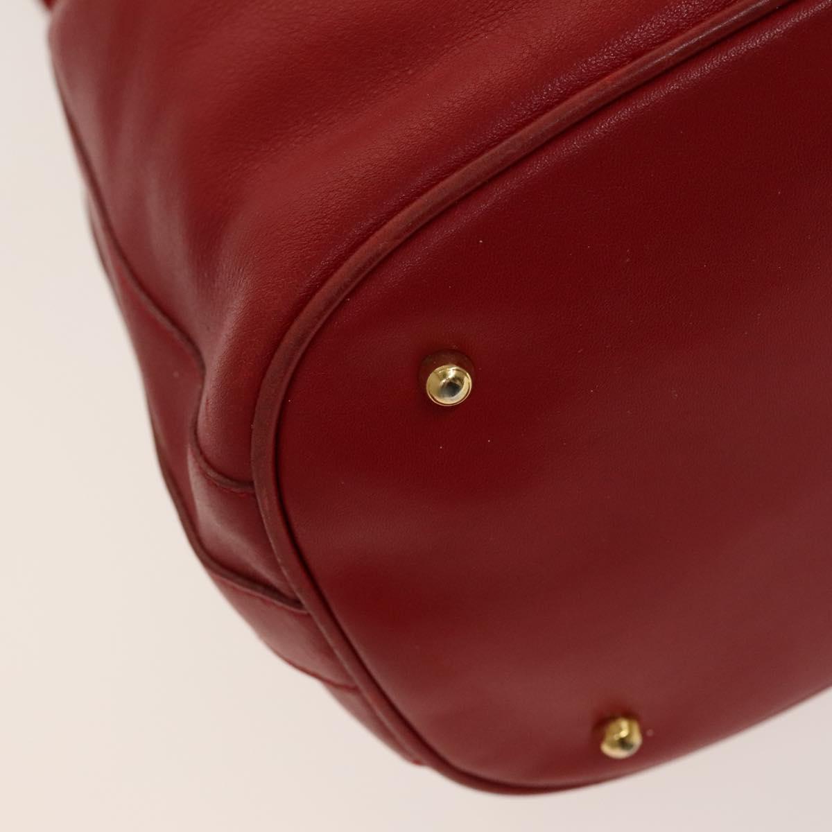 GUCCI Bamboo Hand Bag Leather 2way Red Gold 001 2040 1657 Auth 139272