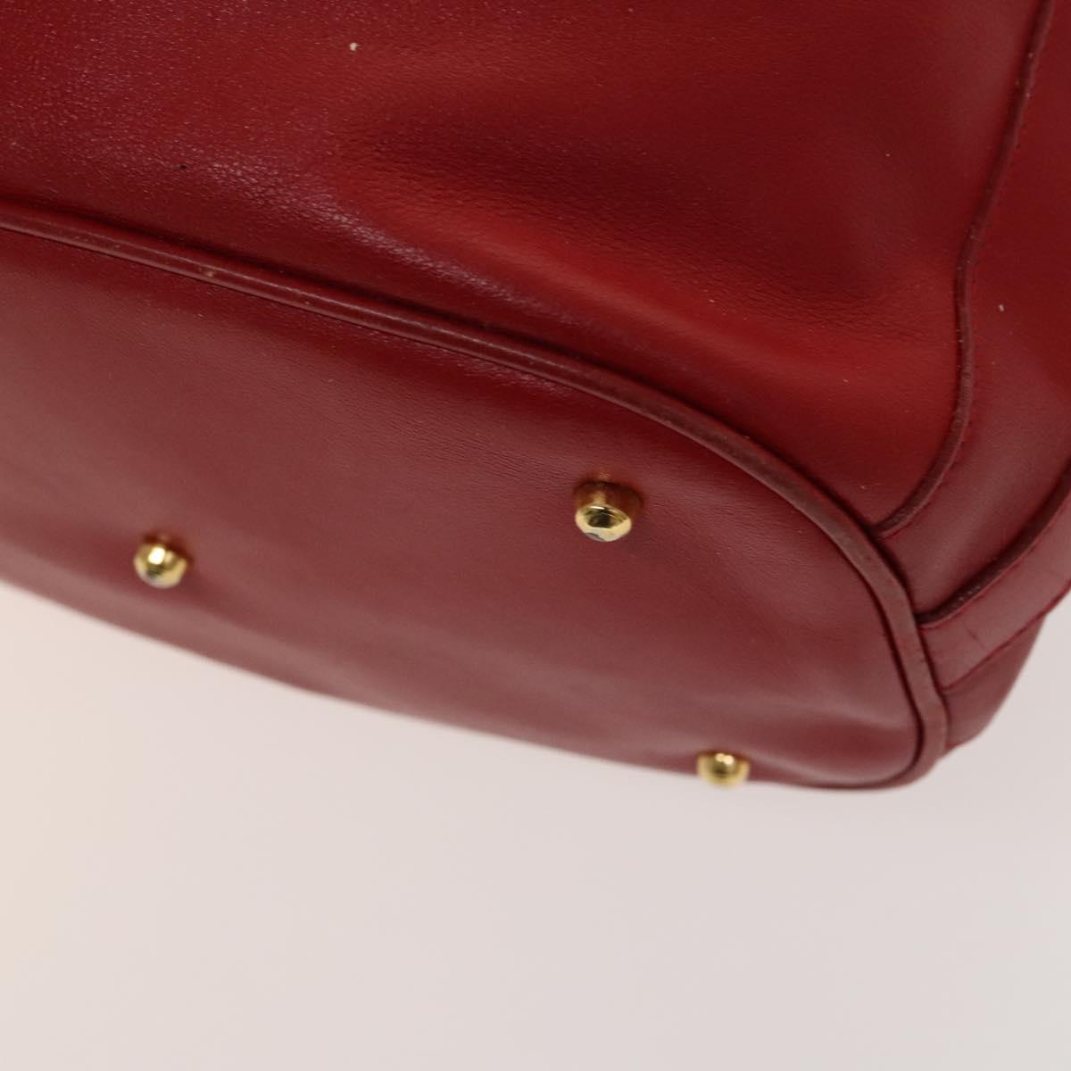 GUCCI Bamboo Hand Bag Leather 2way Red Gold 001 2040 1657 Auth 139272
