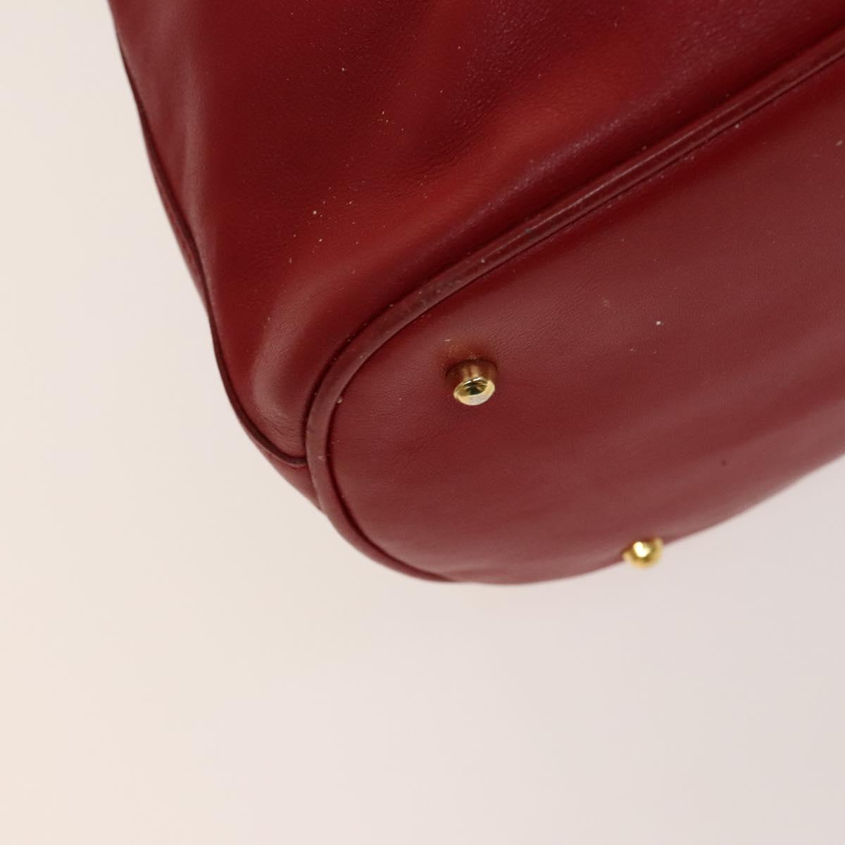 GUCCI Bamboo Hand Bag Leather 2way Red Gold 001 2040 1657 Auth 139272