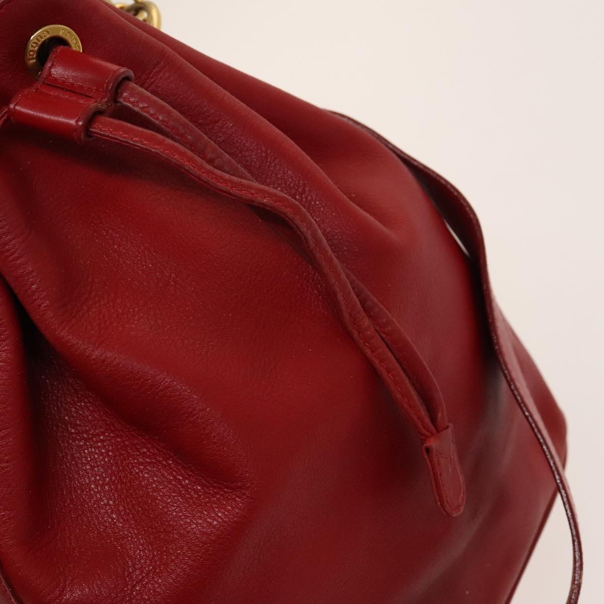 GUCCI Bamboo Hand Bag Leather 2way Red Gold 001 2040 1657 Auth 139272