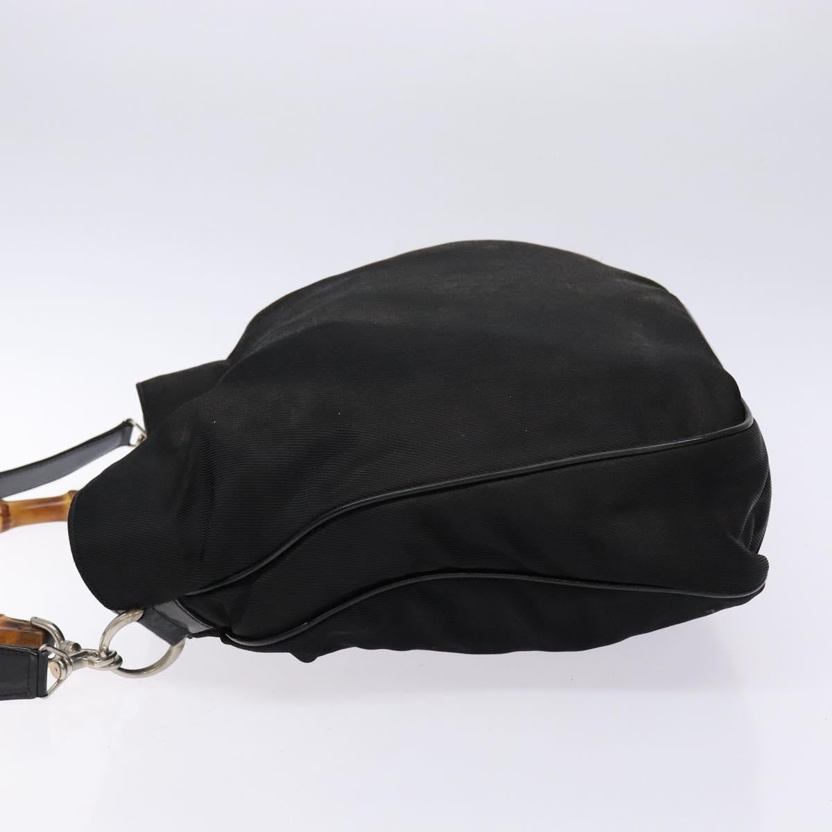 GUCCI Bamboo Shoulder Bag Canvas 2way Black Silver 001 2123 1577 Auth 139274