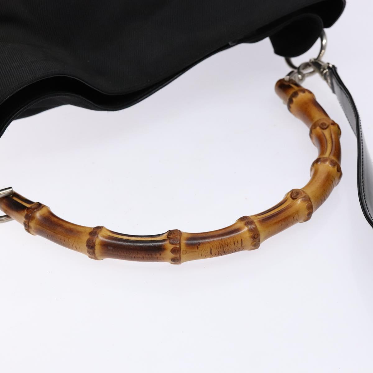 GUCCI Bamboo Shoulder Bag Canvas 2way Black Silver 001 2123 1577 Auth 139274