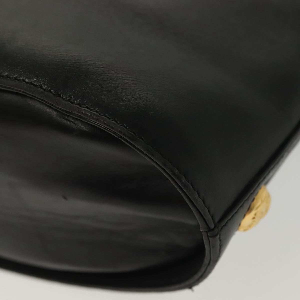 Salvatore Ferragamo Hand Bag Leather Black Gold Auth 139277