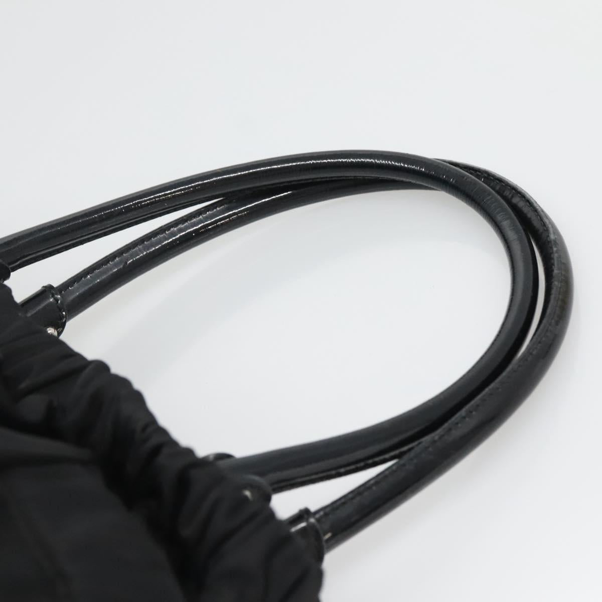 Salvatore Ferragamo Vala Hand Bag Nylon Black Silver Auth 139278