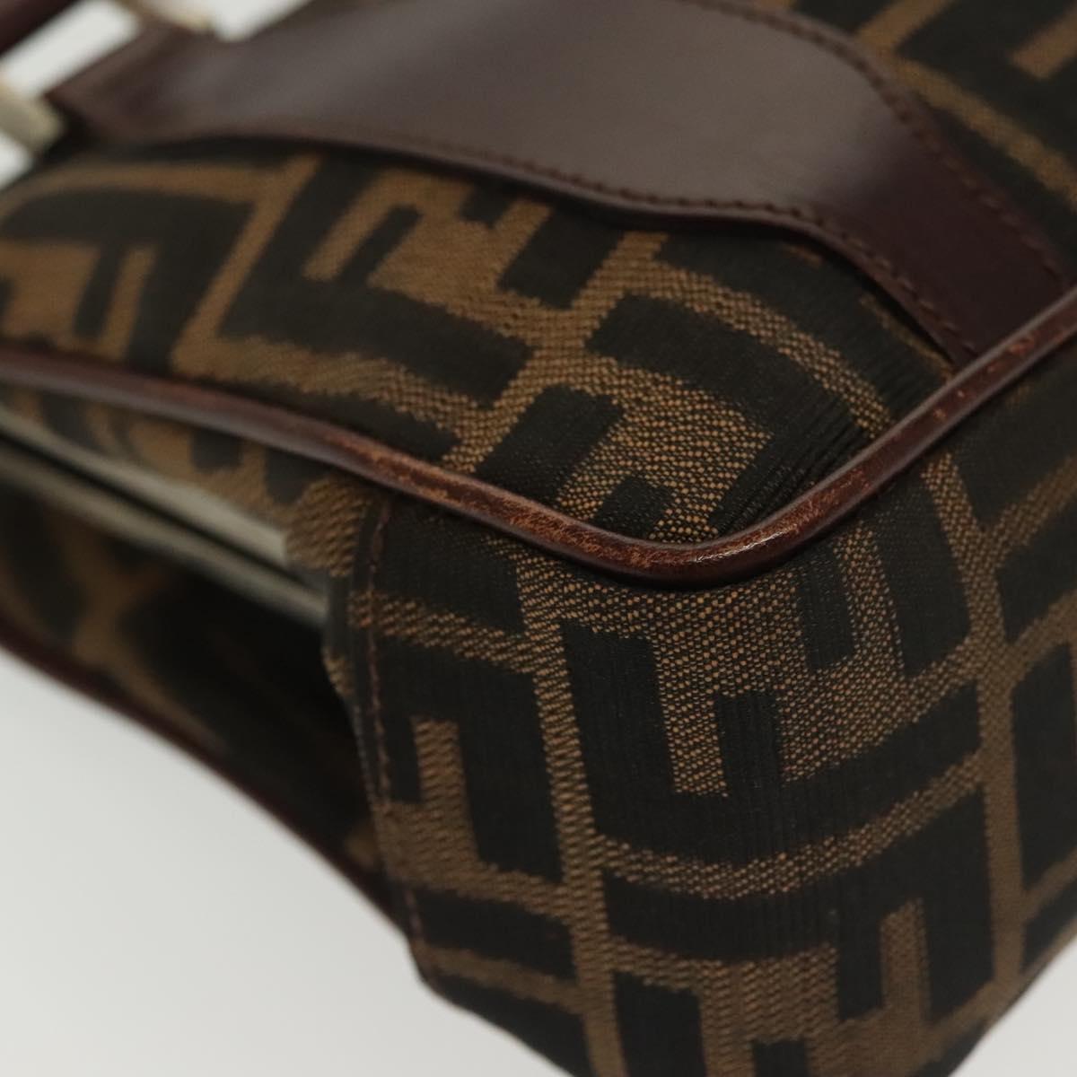 FENDI Zucca Canvas Hand Bag Black Brown Auth 139279
