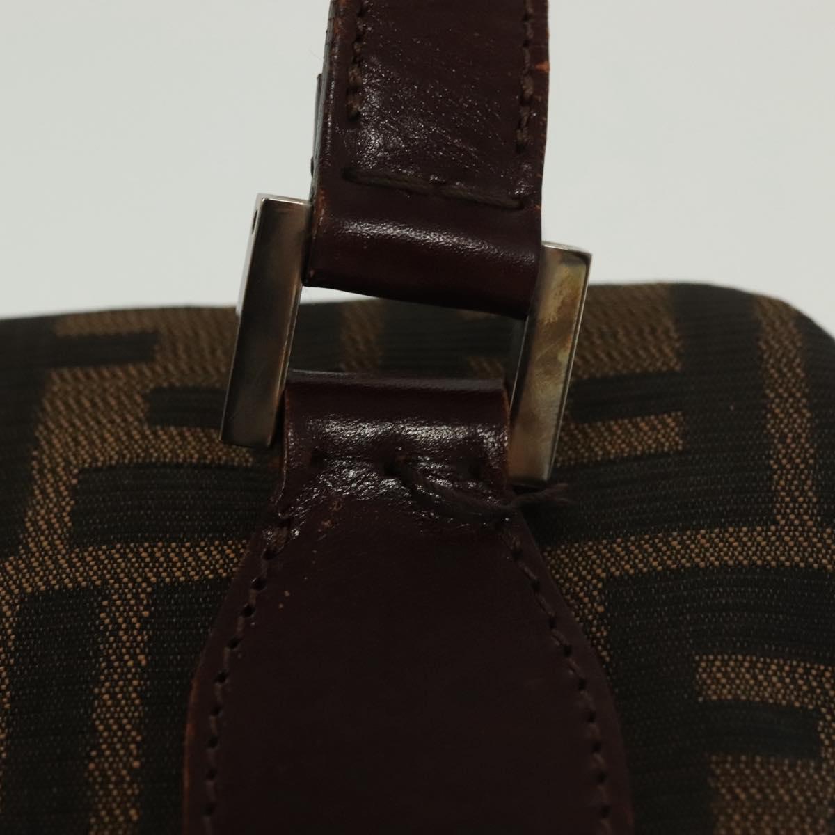 FENDI Zucca Canvas Hand Bag Black Brown Auth 139279